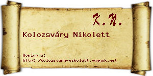Kolozsváry Nikolett névjegykártya