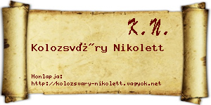 Kolozsváry Nikolett névjegykártya